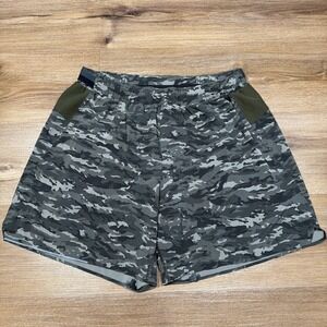 Lululemon Men's LARGE Surge Short Liner 6" Evergreen Camo Green LINED Gym Shorts